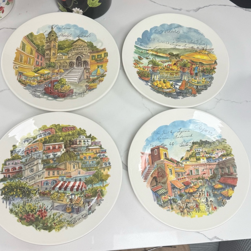 Colorful Scenic Dinner Plate Set